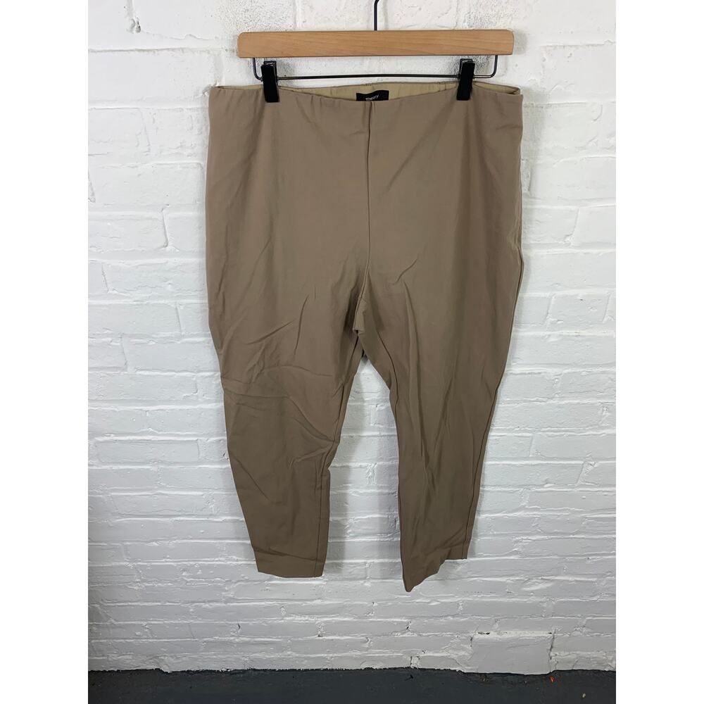 Theory Women's Mid Rise Stretch Cotton Skinny Legging Pant Tan Size 18 Plus